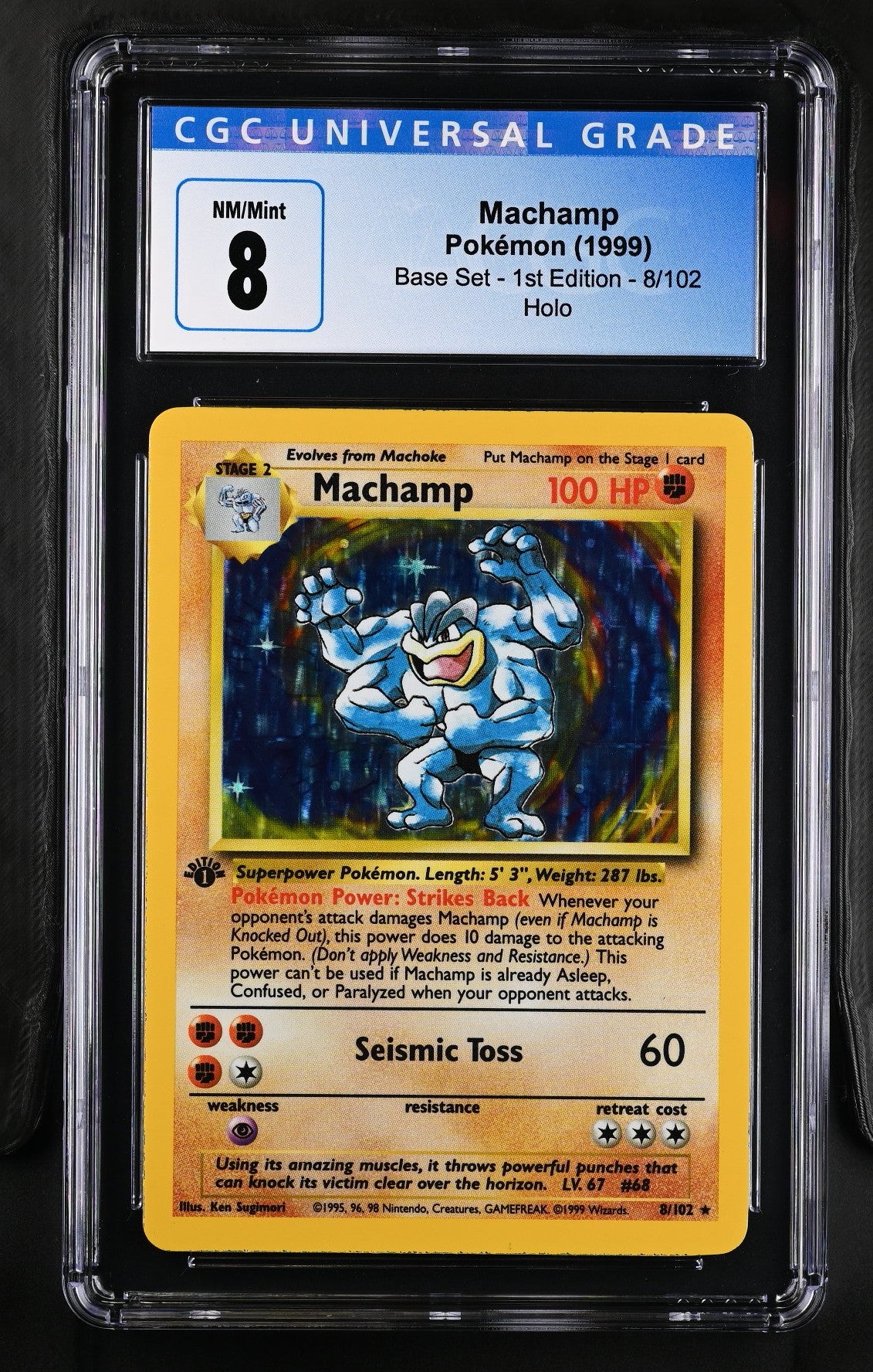 Pokemon - Machamp - Base Set - 1st Edition Holo - CGC 8