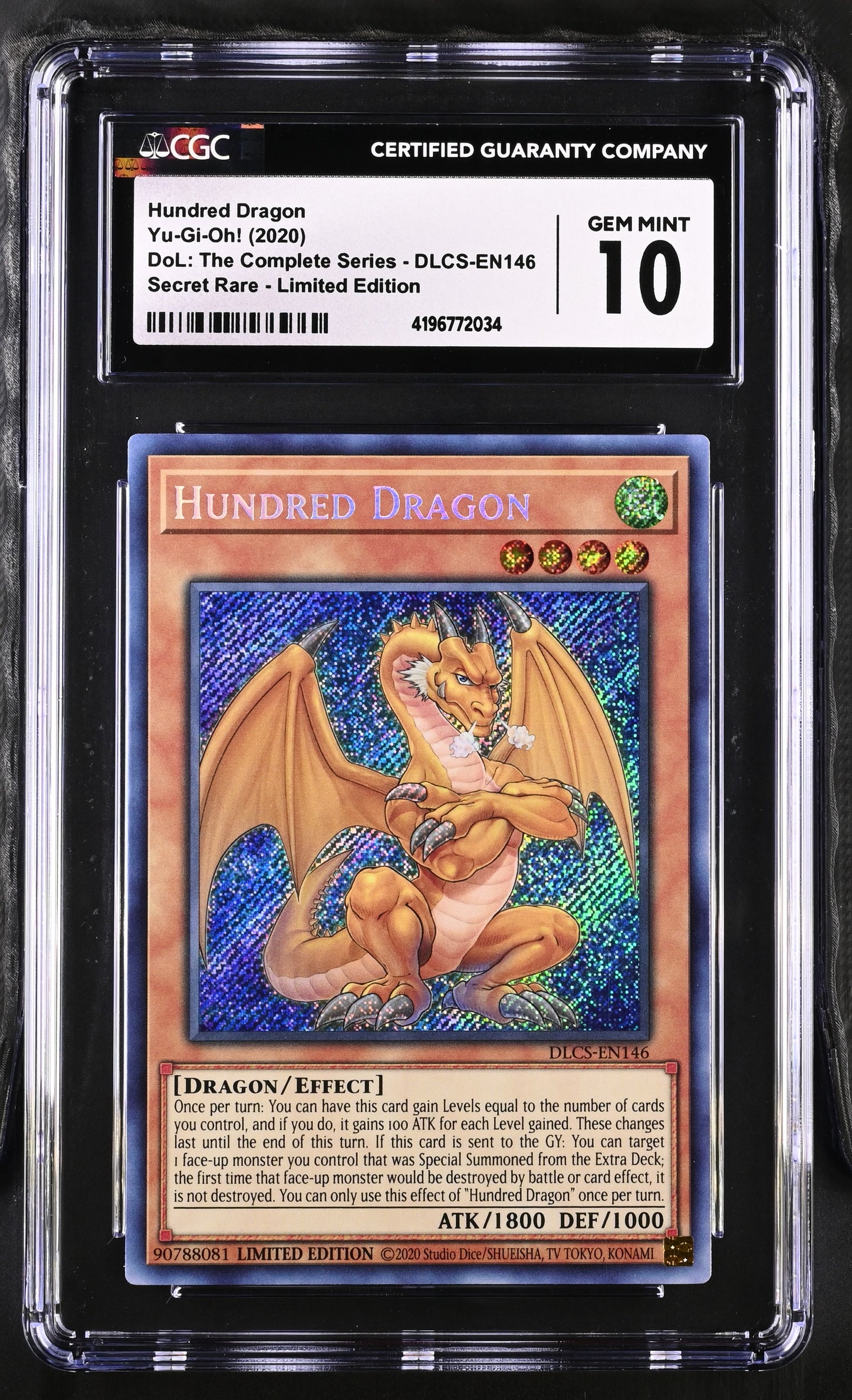 Yugioh - Hundred Dragon - DLCS - Limited Edition - Secret Rare - CGC 10