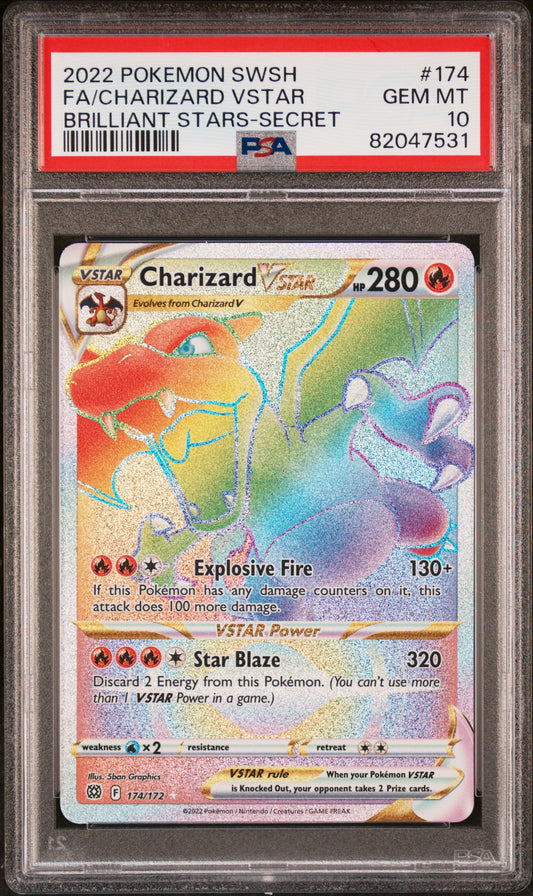 Pokemon - Charizard VSTAR - Full Art - Secret - Brilliant Stars - PSA 10