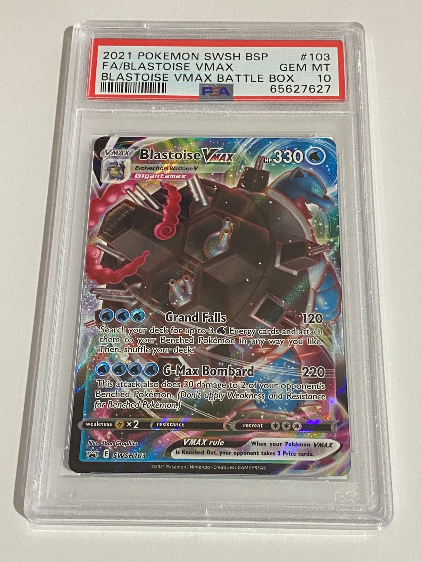 Pokemon - Blastoise VMAX - Full Art - Blastoise VMAX Battle Box - PSA 10